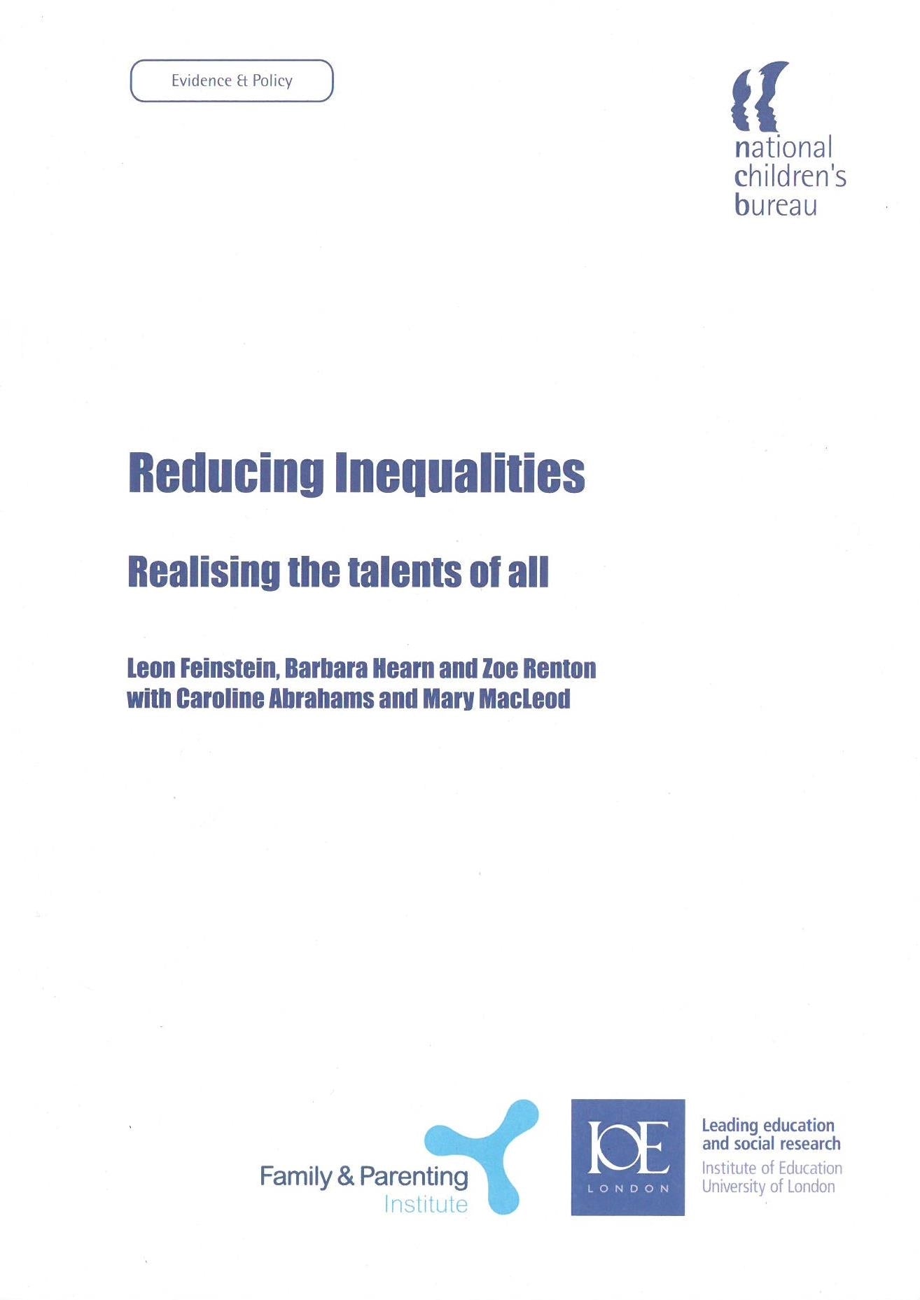 Reducing Inequalities by Barbara Hearn, Caroline Abrahams, Leon Feinstein, Zoe Renton